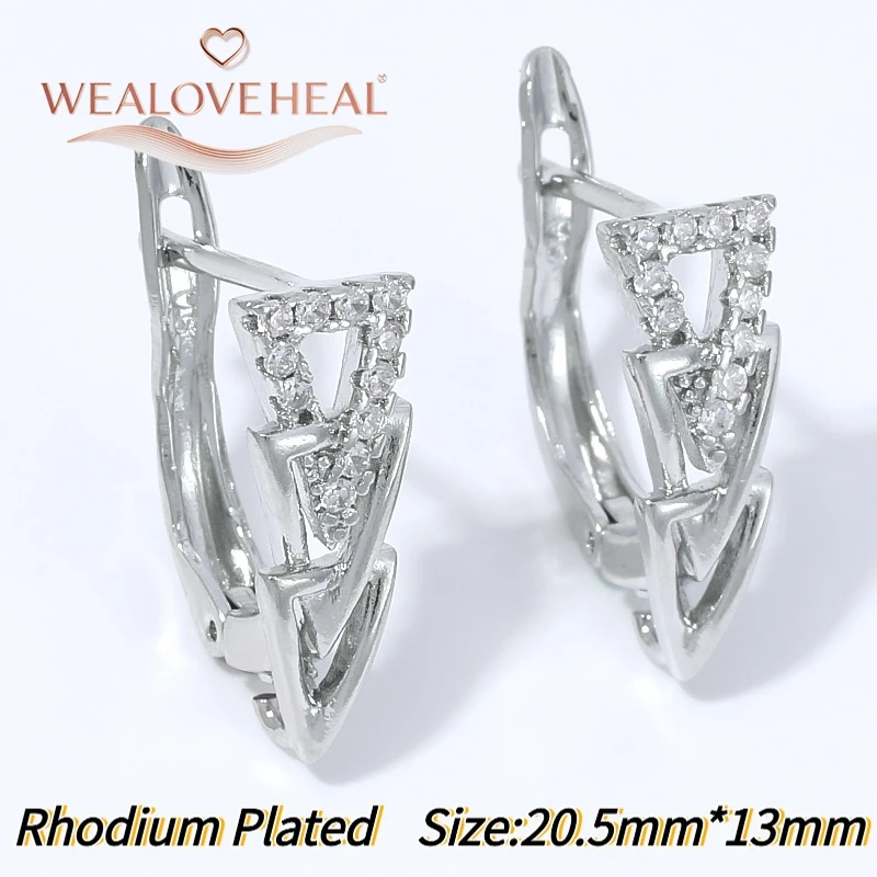 schmuckherstellung zubehör, 18K vergoldete Messing-Ohrringhaken mit ineinander verschachtelten Dreiecken, geometrischer Micro-Pavé-CZ-Ohrdraht mit Öse für DIY-Ohrhänger – Detail 20