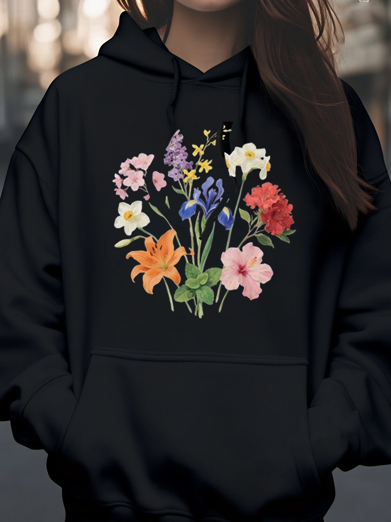 

Толстовка с цветочным принтом и букетом, весенний фестиваль, повседневная одежда, женская мода
