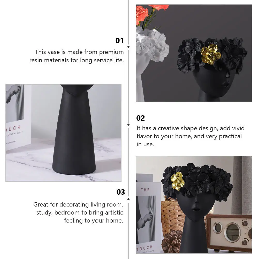 

1Pcs Creative Resin Vase Nordic Style Statue Design Non-Slip Flower Container for Home Decoration Home Vase