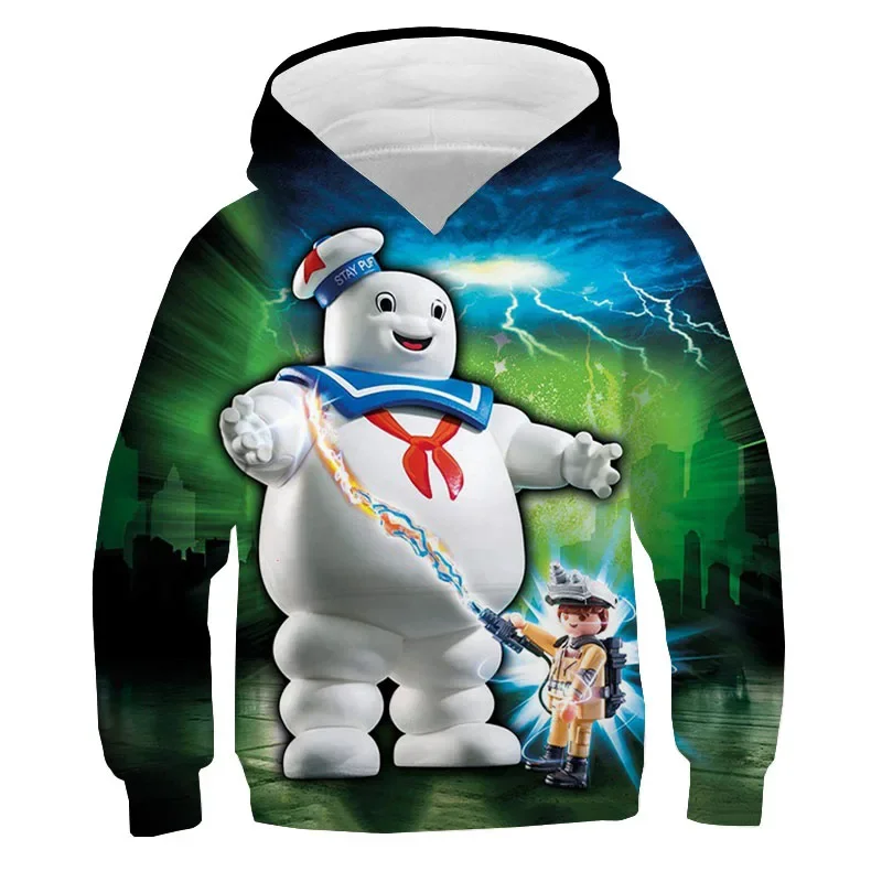 Cartoon Ghostbusters Print Hoodies Sweatshirts Autumn Pullover Boys Girls Cothes Sudadera Anime Hoodie Kids Clothes