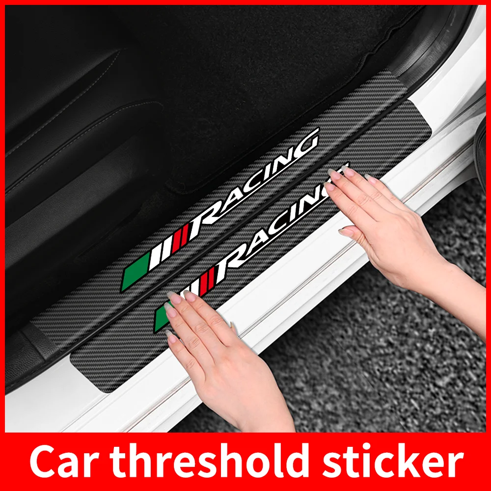 

Racing Carbon Fiber Car Door Sill Threshold Stickers Auto Trunk Bumper Strips For Fiat Abarth 500 500C 500L 500X 500e Punto Tipo