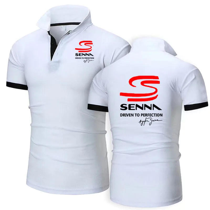 Ayrton Senna POLO shirt High Quality cotton Oversized T-shirt Fashion Men Retro Harajuku Solid Color Men's golf shirt top