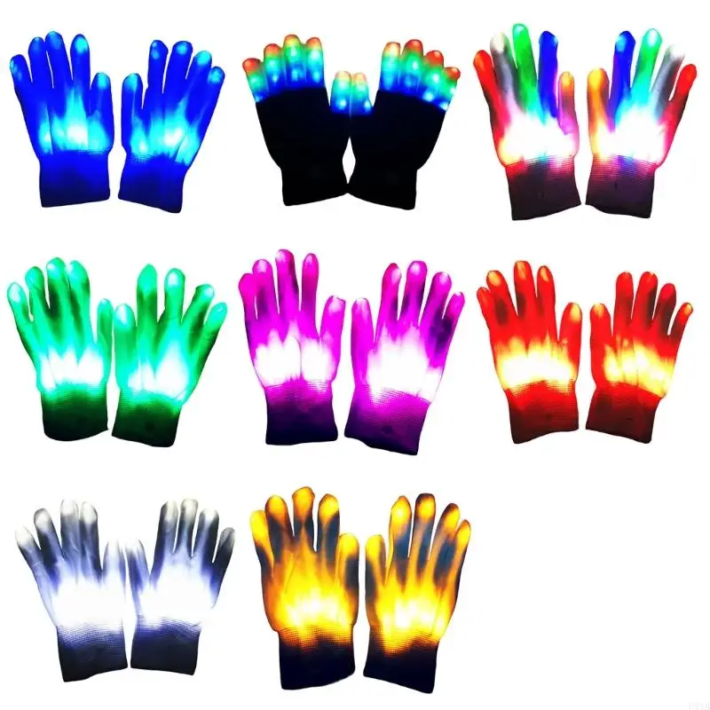 تضيء قفازات الحفلات مع ضوء وامض قفازات LED متوهجة لعيد الميلاد والهالوين والاحتفال بأعياد الميلاد P9YB