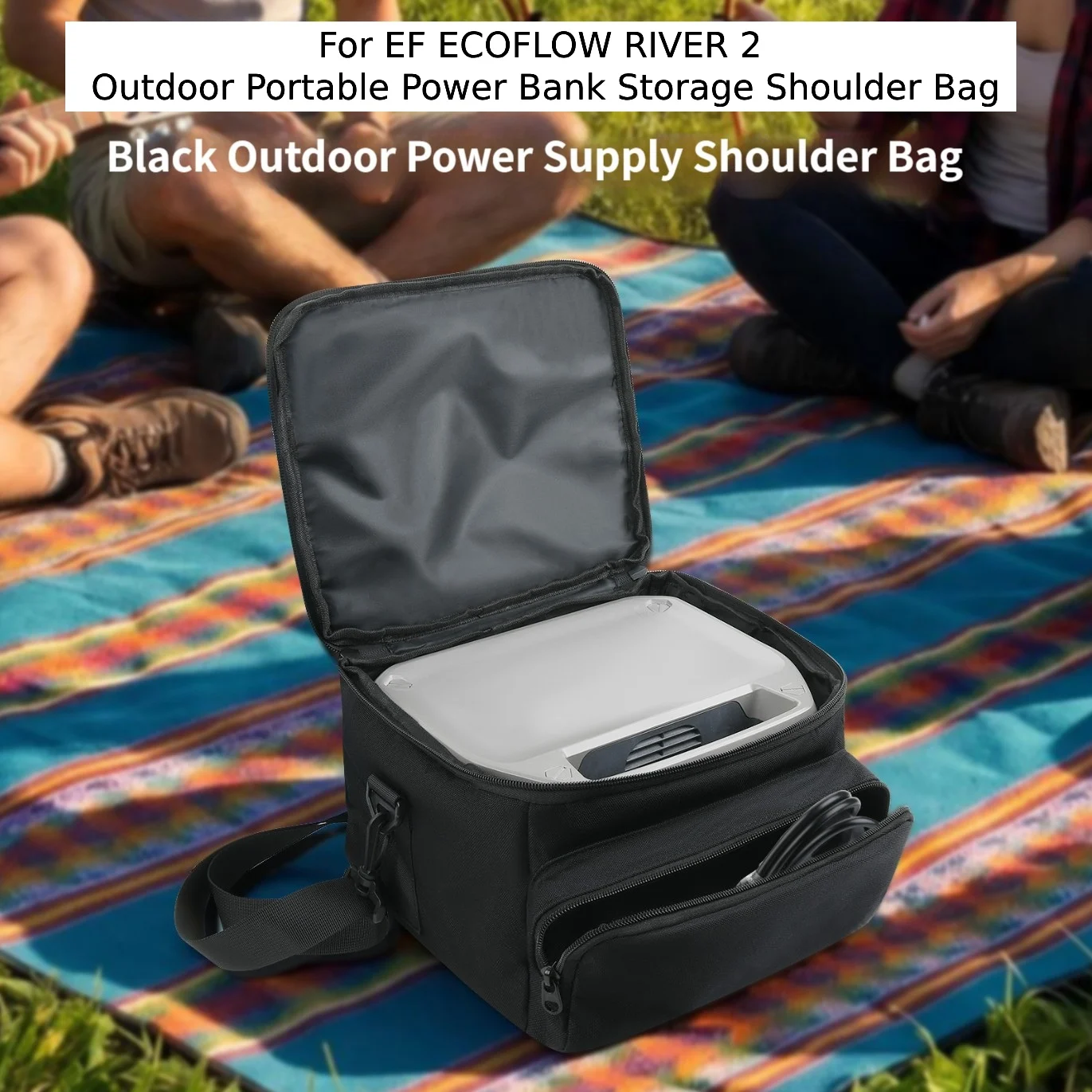 For EF ECOFLOW RIVER 2 Portable Power Station Storage Bag With Adjustable Shoulder Strap Nylon Carrying Case For Travel