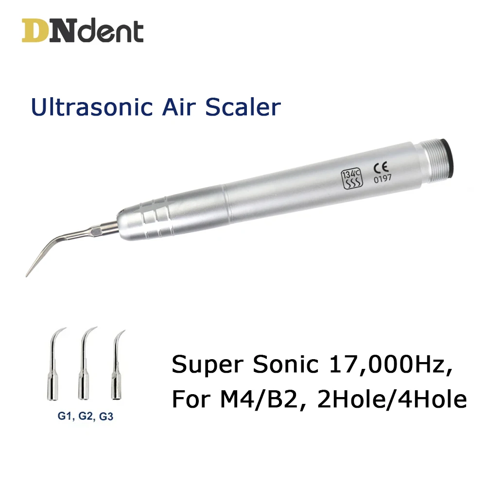 Dental Ultrasonic Air Scaler with 3 Tips Scaling Handpiece Frequency Pneumatic Scaler 2/4 Holes Teeth Cheaning tools