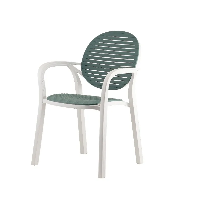 

2023 New Nordic Fashion Backrest Armrest Leisure Chair Stackable Elastic PP Restaurant Dining Chair Cafe Chair