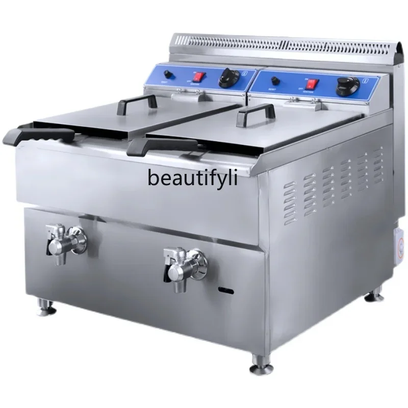 YH Double Cylinder Gas Temperature Control Deep-Fried Pot Constant Temperature Gas Frying Pan  18L Desktop Deep Fryer