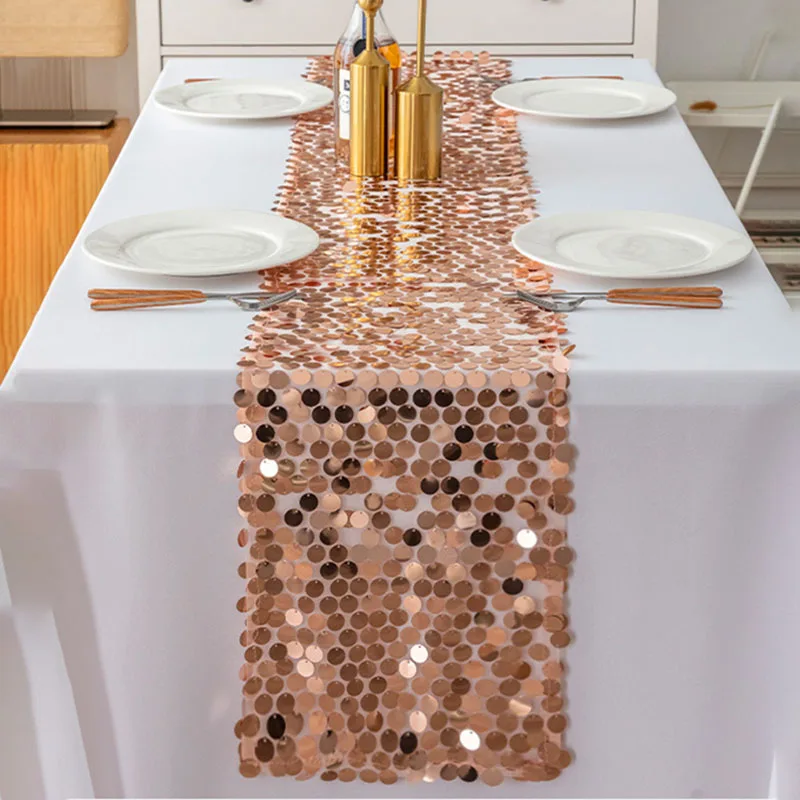 Sequin Table Runner 30X275cm Rectangular Dinner Table Runner Gold Silver for Banquet Wedding Party Event Home Decoration Supply