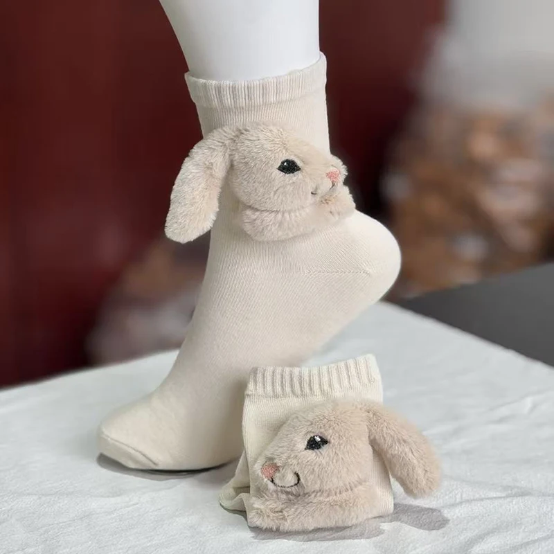 Funny High-quality 3D Animal Doll Floor Socks Home Cartoon Knitted Rabbit Sloth Panda Salamander Thick Warm Stockings Cute Gift