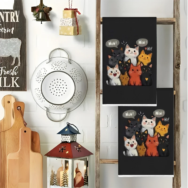 2 szt., Czarne ręczniki kuchen – Home Cooking For Cats recenzja i cena