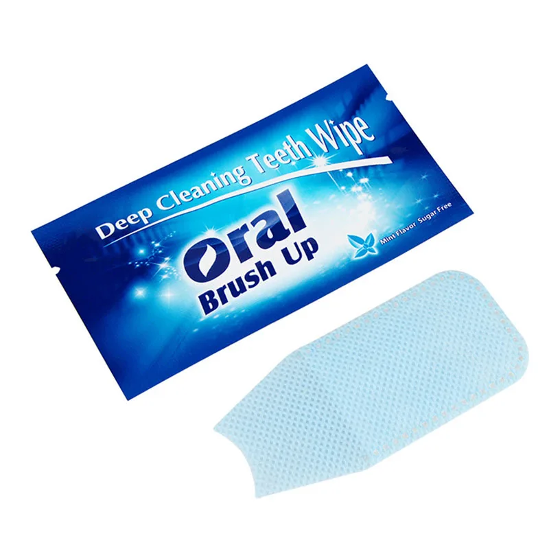 50Pcs Oral Teeth Finger Wipe Teeth Whitening Oral Brush Up Mint Flavor Teeth Deep Cleaning Remove Stains Oral Hygiene Care