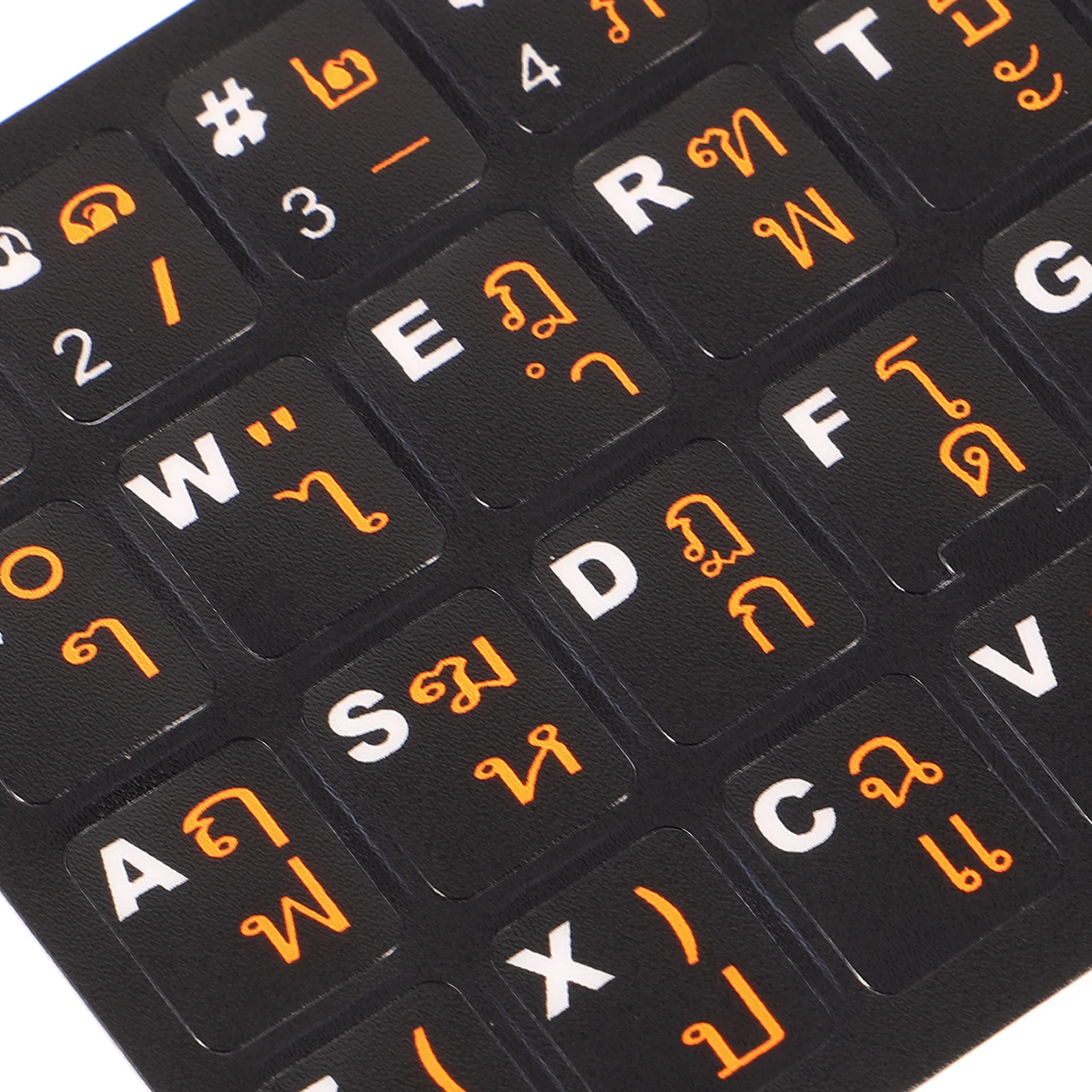 

10pcs Thai Language Keyboard Stickers Black Background Universal Fit For Laptop Computer Scratch Protection Adhesive