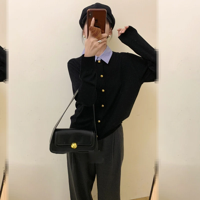 

Faionable корейский вязаный открытый кардиган с длинным светом на одной пуговице, однотонный зимний теплый повседневный женский топ Sli...