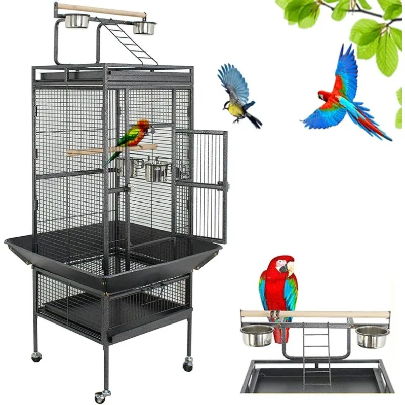 

61 Inches Large Bird Cage Play Top Parrot Cockatiel Parakeet Chinchilla Macaw Cockatoo Cage W/Stand Perch Pet Supplies