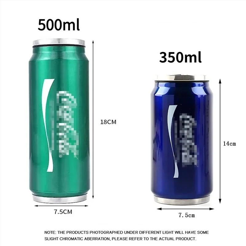 Stainless Steel Cola Thermos Can Water Cup Travel Car Vacuum Flasks Drink Mug Double Layer Straw Cup Soda Can Thermos Cups