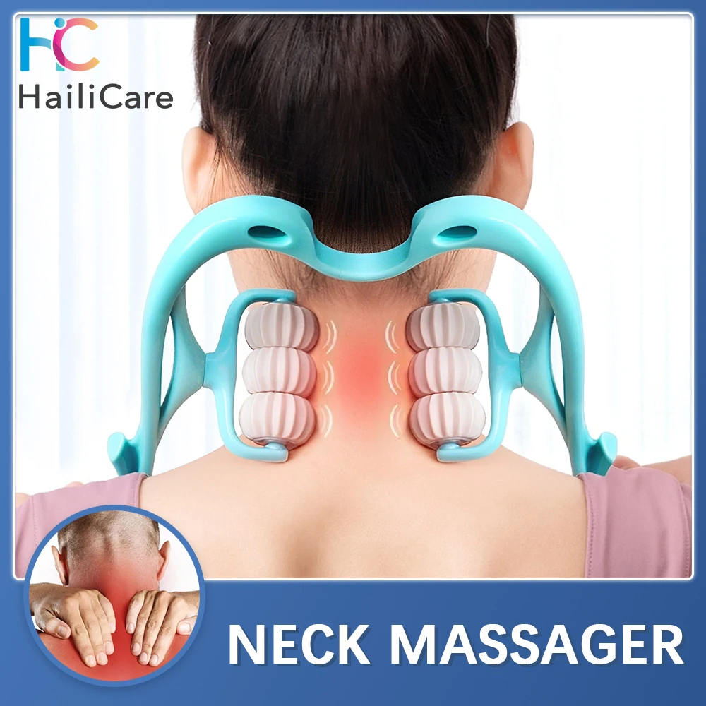 

Neck Massager Roller Cervical Spine Massager Swan Shape Six-wheel Pressing Manual Massage Cervical Spine Health Care