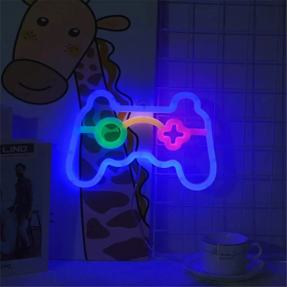 Game Neon Sign Gamepad Shape LED Neon Lights Signs for Wall Decor Gaming Controller LED Neon Signs for Bedroom Game Room