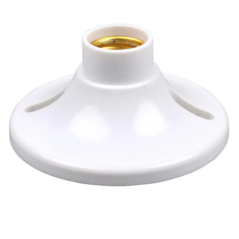 Round Flat Bottom Lamp Holder, Bedhead parafuso de plástico, Branco Pendurado Lampholder, E27, 1Pc