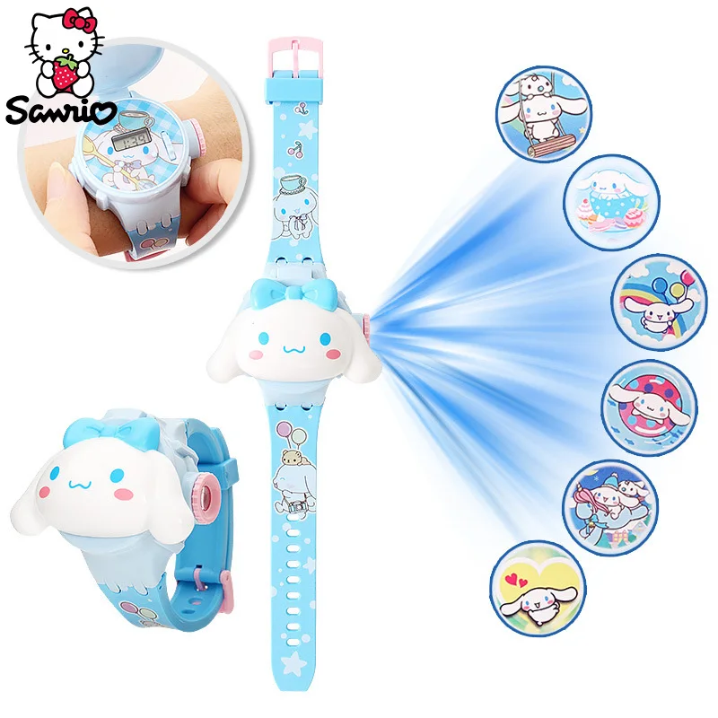 Projekcja wzoru 3D zegarki elektroniczne zegarek Sanrio Cinnamoroll Kuromi Anime figurka zabawka moja melodia Hello Kitty dziewczyna prezent dziecko