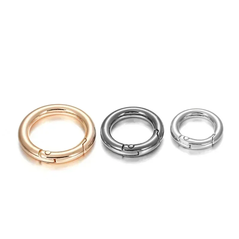 Metal Ring Spring Clasps for DIY Jewelry Openable Round Carabiner Keychain Bag Clips Hook Dog Chain Buckles Connector