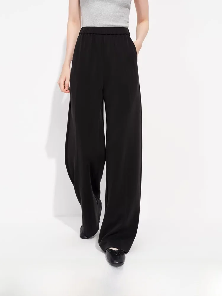 

High Waist Elastic Waist Straight Leg Pants Women's Spring 2026 New Loose Sports Casual Pants Comfortable Straight Cut Trousers