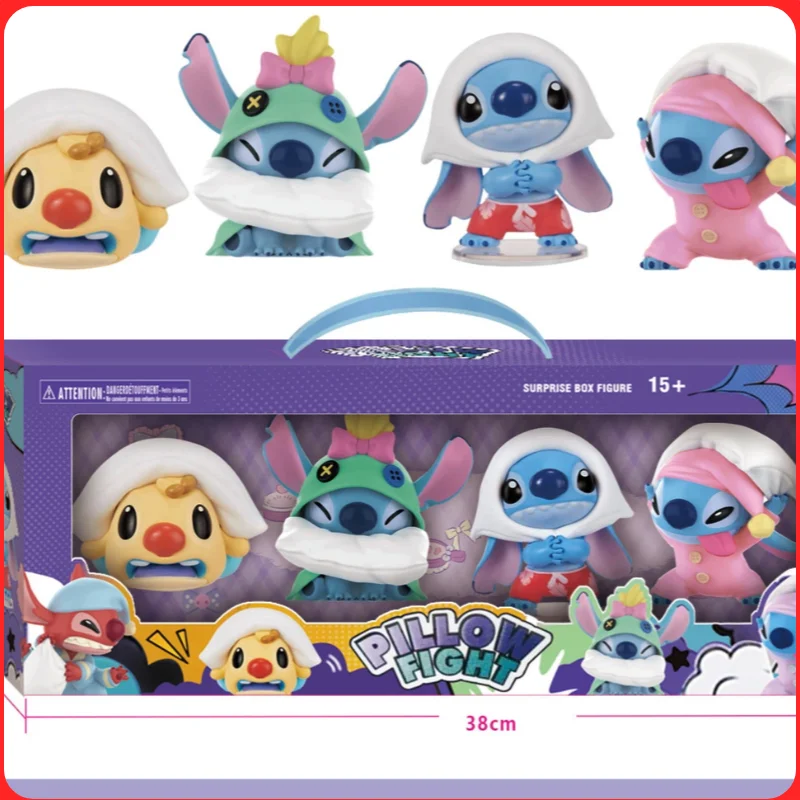 

4pcs Cartoon Stitch Pillow Battle Series Blind Box Cute Stitch Peripheral Trendy Toy Doll Figure Ornament Model Gift