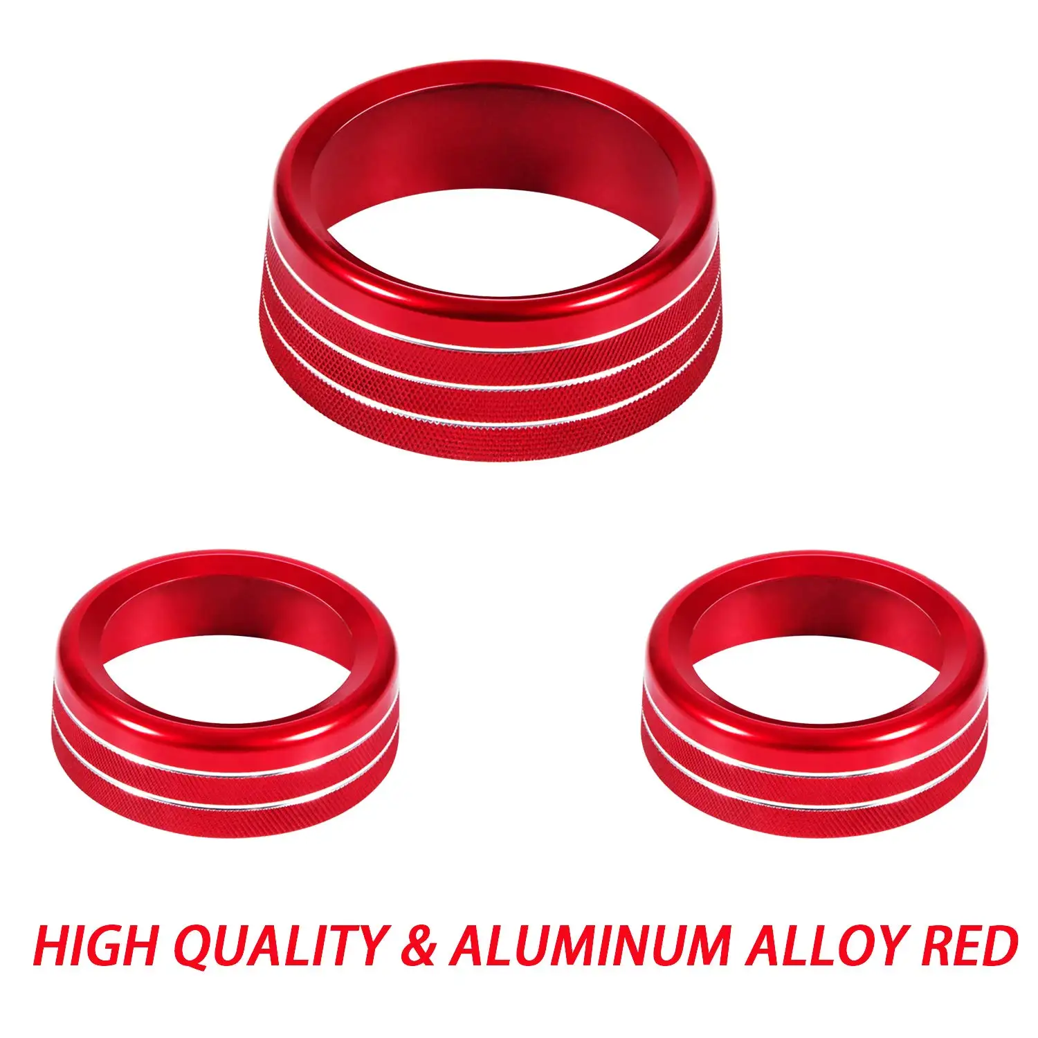 تكييف الهواء حجم راديو زر غطاء المقبض لملحقات شاحن تشالنجر 2015-2020 حلقات دائرة حمراء فضية أرجوانية