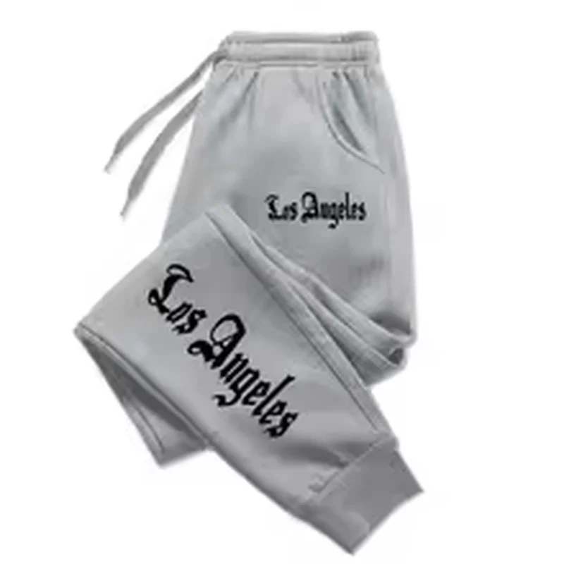 Los Angeles City Print Fashion Harajuku Versatile Solid Color Daily Outdoor Running Fitness Casual Comfortable Men Sports Pants