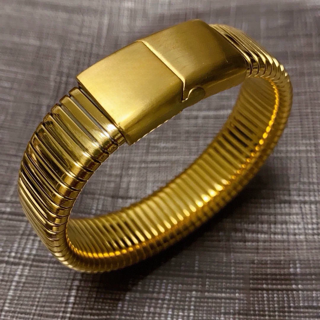 

New elastic titanium steel fashionable and luxurious design, gold-plated niche magnetic grid bracelet