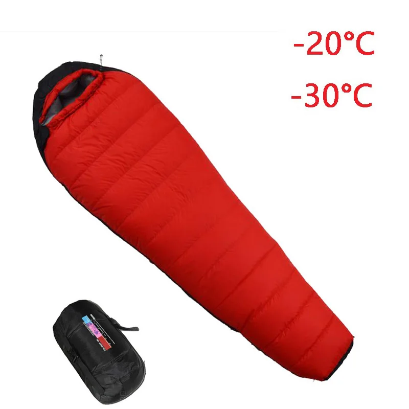 

2000g/2200g/2500G Filling White Duck Down Adult Mummy Sleeping Bag Ultralight Outdoor Camping Tourist Portable Keep Warm Winter