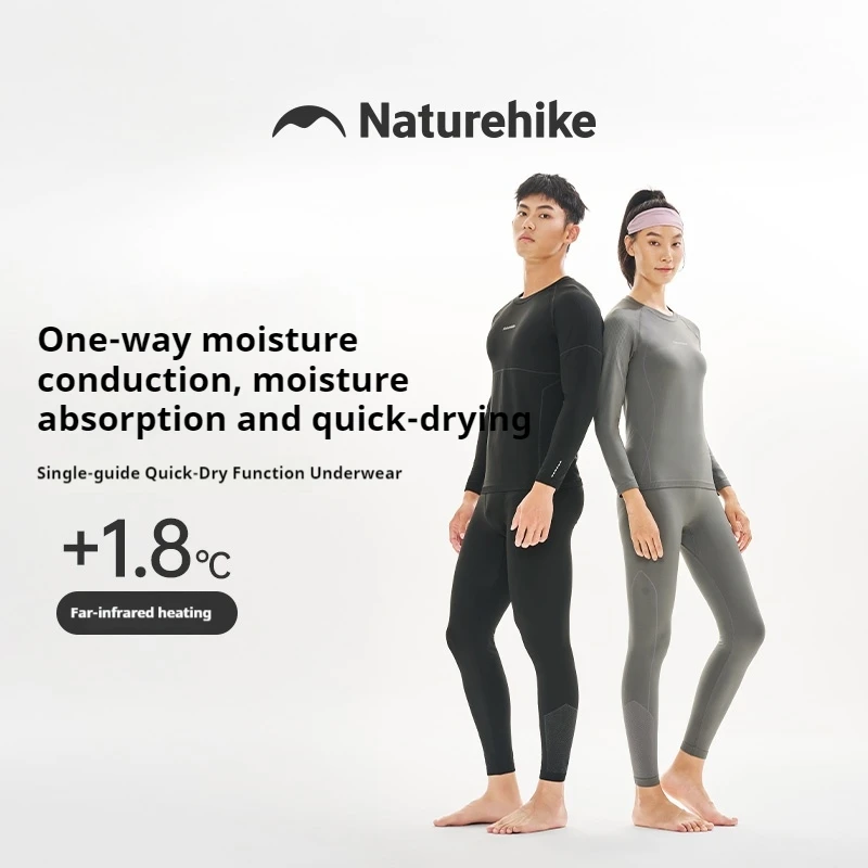 

Комплект термобелья Naturehike для женщин и мужчин, быстросохнущая компрессионная рубашка с длинными рукавами + брюки, костюм для бега, фитнеса, спортивной ткани