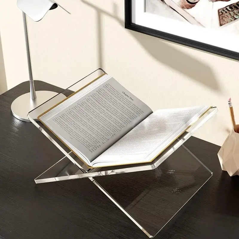 X Shaped Book Display Bracket Acrylic Transparent Book Shelf Art Decoration Shelf Simple Desktop Magazines Storage Stand