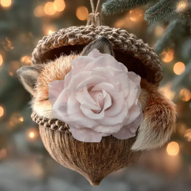 Flat Forest Animal Acorn Ornaments 1/5/6Pcs Ideal Christmas Gift for Xmas Tree Home Office Holiday Party Hanging Decoration
