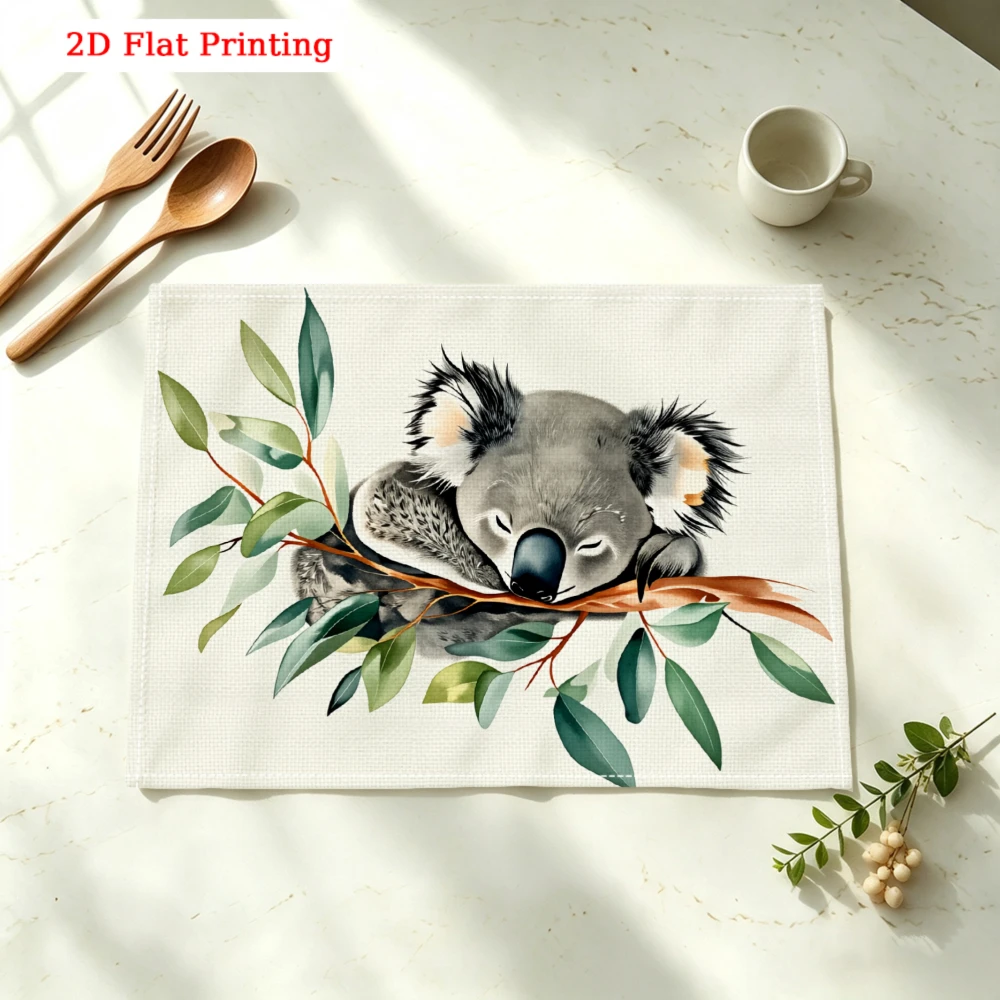 Sleeping Koala Branch Kitchen Placemat Sleeping Koala Branch Linen Pad Dish Coffee Cup Table Mat 1PC 30x40cm