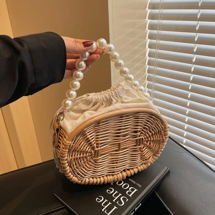 

Новая плетеная сумка-корзина 2025: художественная простота, ретро-стиль, женская сумка через плечо ручной работы из ивы, летний тренд