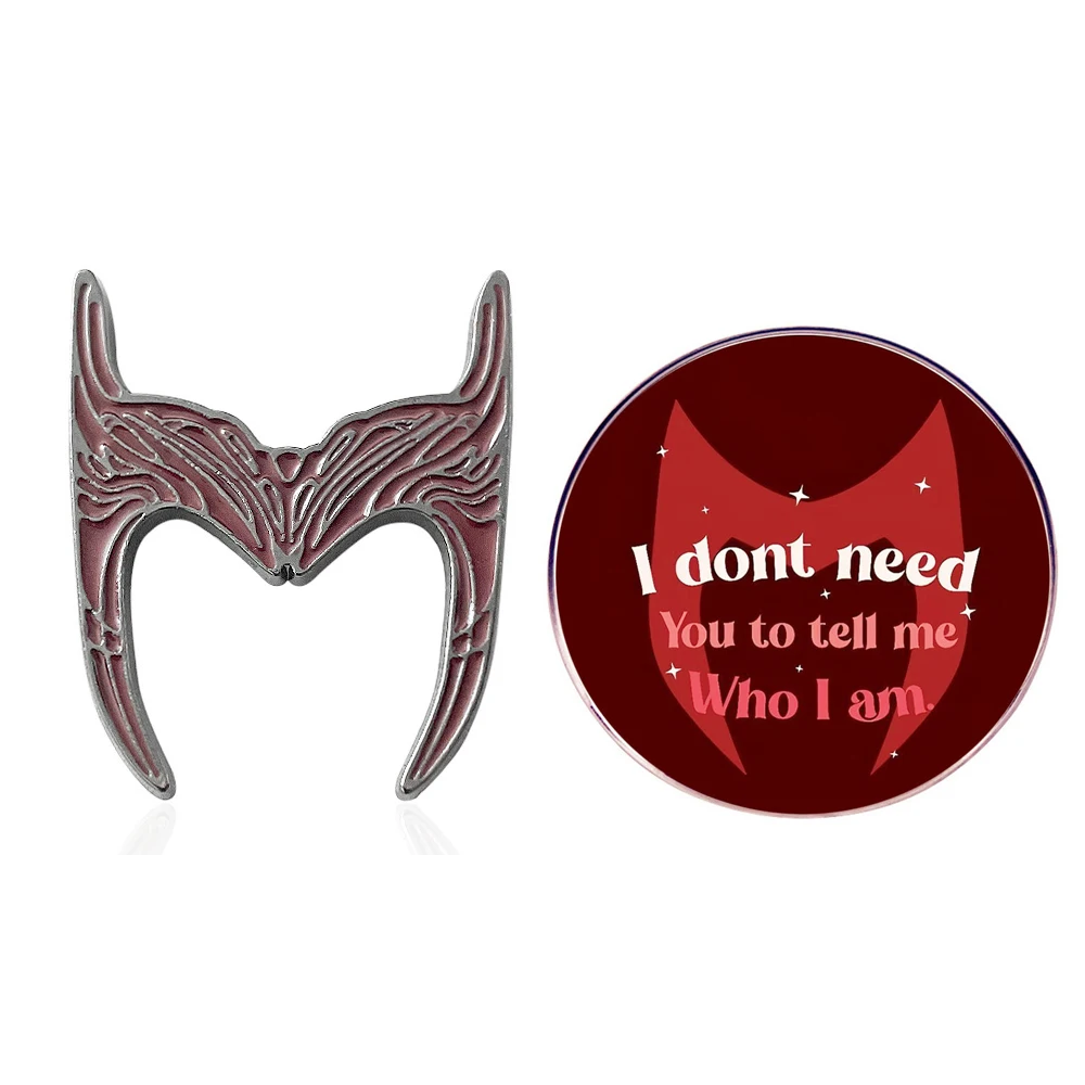 W-a-n-d-a Enamel Pin Classic Superhero Movie Same Witch Sign Helmet Lapel Brooch Bag Coat Hat Badge Cosplay Jewelry