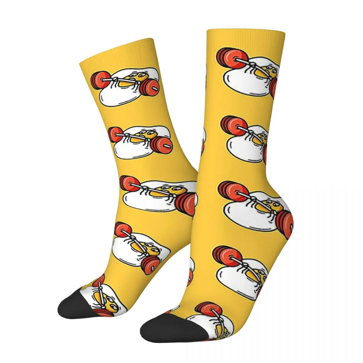 Benching Egg Yolk Getting Yoked Socks Harajuku Sweat Absorbing Stockings All Season Long Socks for Unisex Christmas Gifts