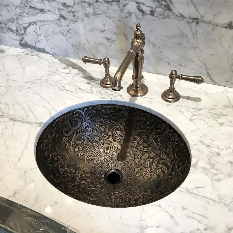 

Basin on the table Basin under the table Bronze casting retro washbasin Washbasin B & B bathroom basin