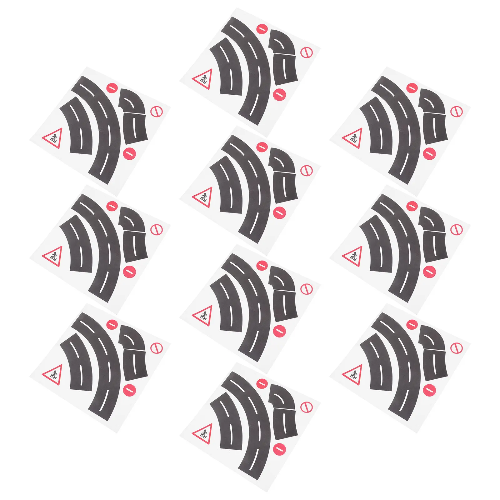 10Sets Educational Curve Road Stickers for DIY Traffic Signs Set Safe Non Damaging Removable Room Floor Wall Decals