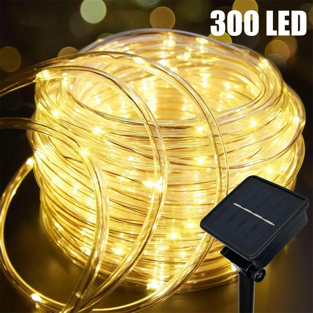 

300Led Outdoor Solar Tube Rope Led Light Garden Christmas Decoration Xmas Wedding Garland Waterproof String Light Fairy Strip