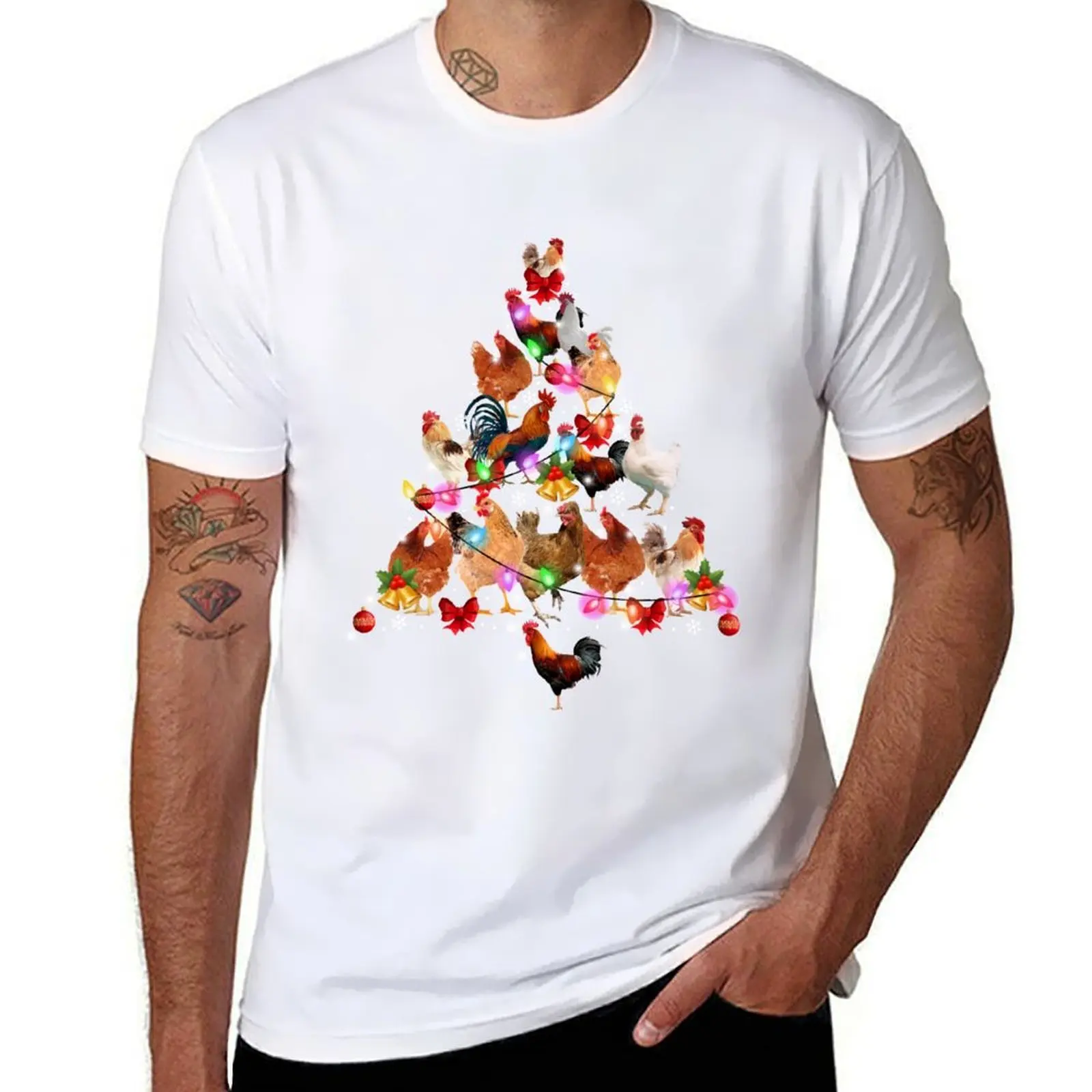 

Merry Christmas for Chicken Tree Light ugly santa gift T-Shirt t shirt men 100% cotton luxury brand man graphic t shirt T-Shirt