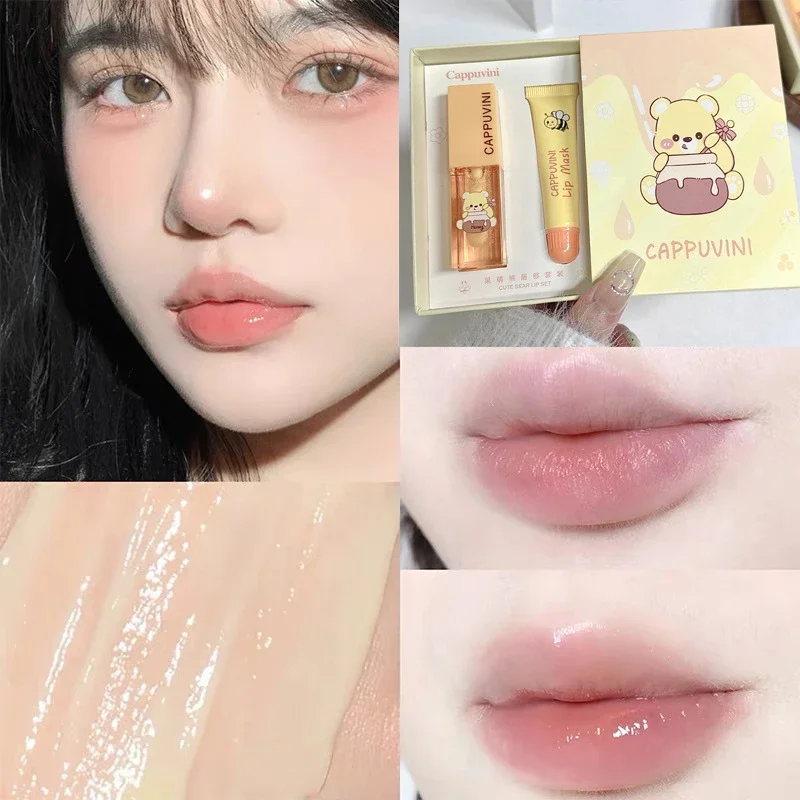 Honey Lip Oil Moisturizing Anti-dry Lip Balm Anti-cracking Hydrating Lipstick Lip Gloss Base  Sleep Mask Korean Makeup Cosmetic