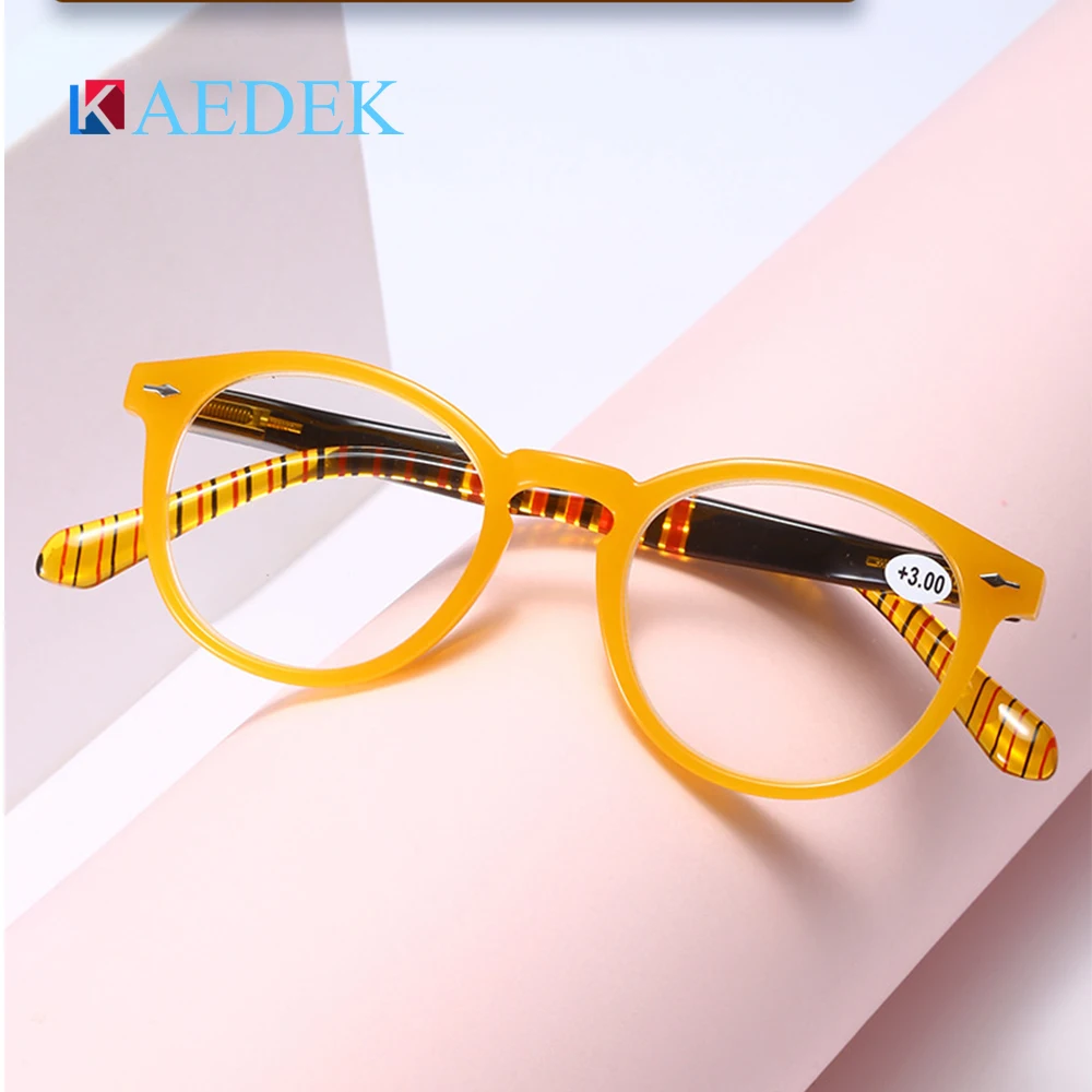 KAEDEK Reading Glasses,Femme Readers,Stylish Vintage Round Frame,with Spring HInge Lightweight Wear Clear Vision +1.0 1.5 2.0 image 2