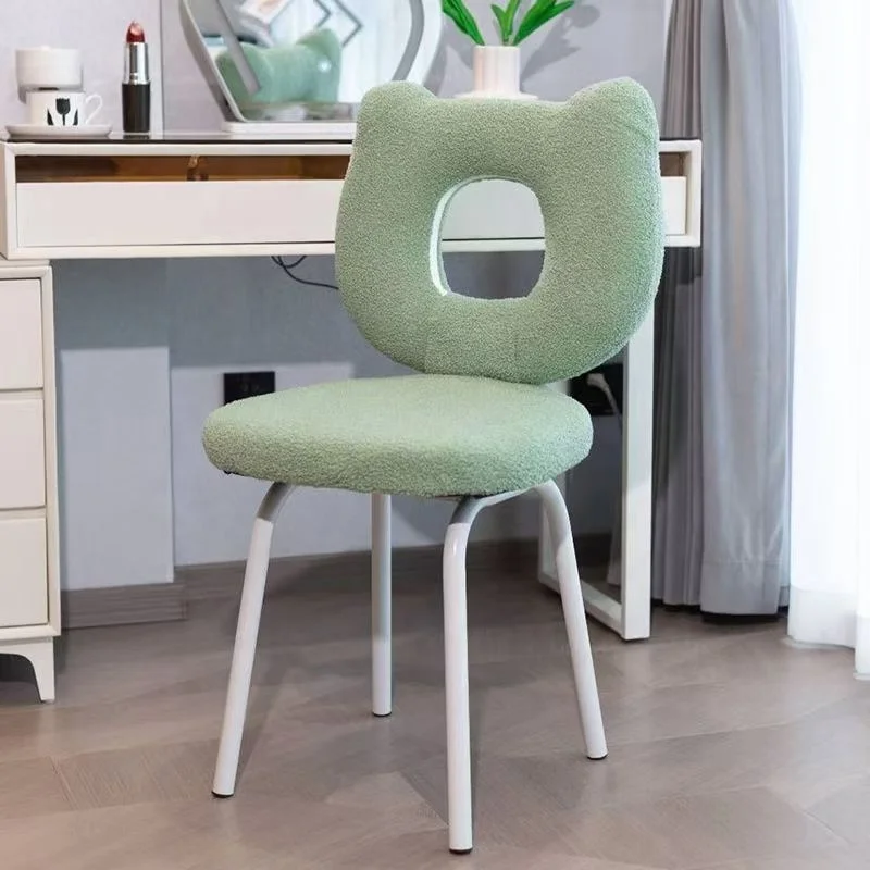*-Modern Cream Lamb Wool Bear Shape Leisure Chair Durable Makeup Stool Backrest For Home Furniture
