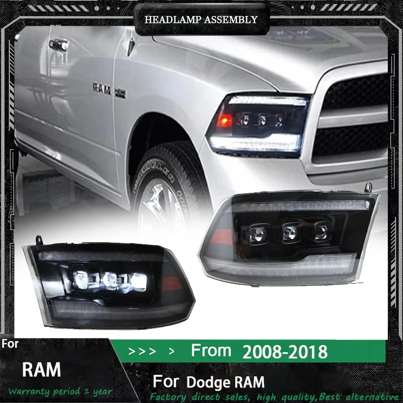 

Лампа для Dodge RAM 1500 2500, светодиодная фара 2008-2018, фары RAM DRL, указатель поворота, дальний свет, линза проектора «ангельский глаз», 2 шт.