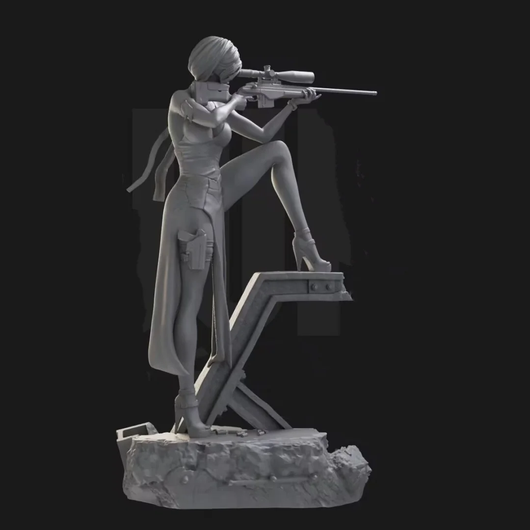 Figura de resina em escala 1/24, kit de modelo de montagem Ada Wong sniper, brinquedo de impressão 3D sem pintura e desmontado