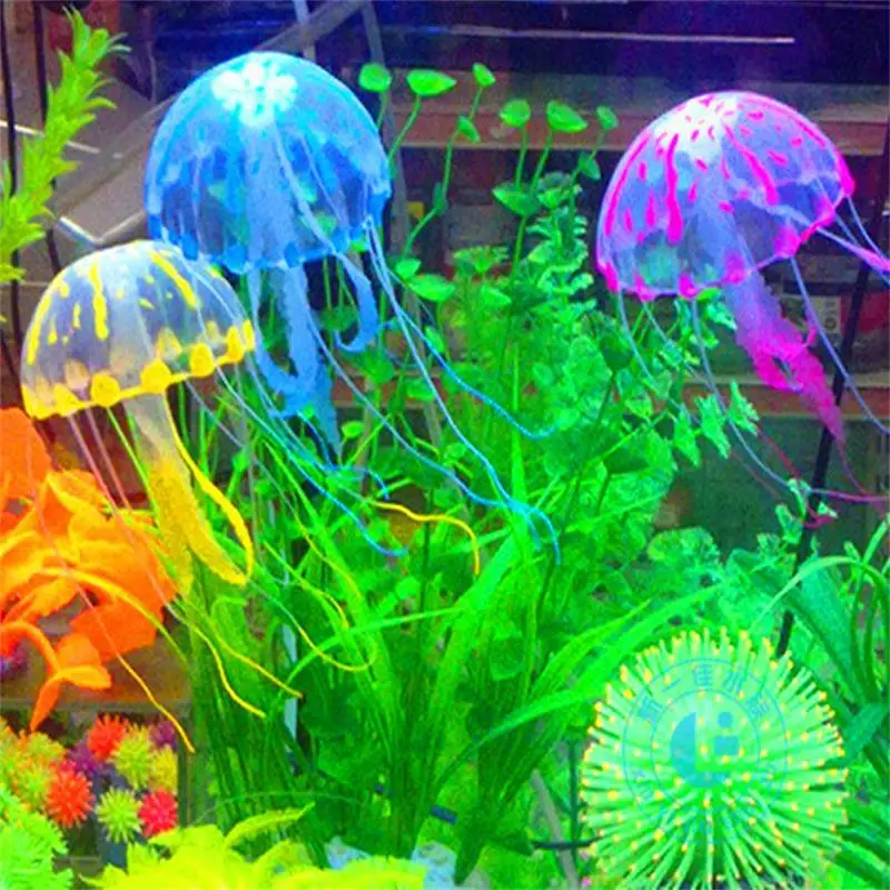 Artificial Swim Luminous Jellyfish Aquarium Decoration Fish Tank Underwater Live Plant Luminous Ornament Aquatic Landscapes