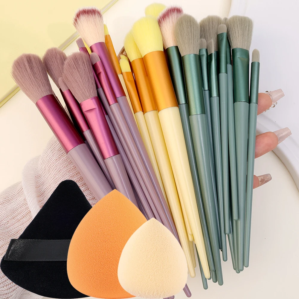 16PCS Makeup Brushes Set Fluffy Soft Eye Shadow Blush Highlighter Foundation Concealer Contour Detail Blending Cosmetic Tools