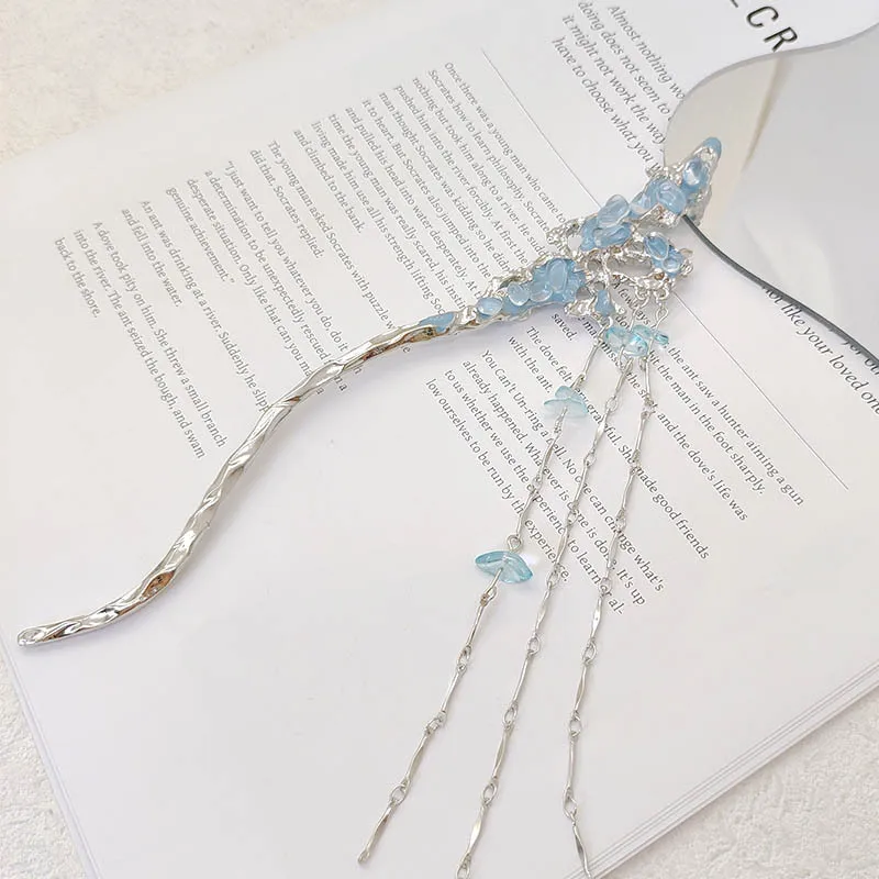 เครื่องประดับผมพู่สไตล์จีน, กิ๊บติดผมสีฟ้ามหาสมุทร, กิ๊บติดผมเรียบง่าย, อุปกรณ์เสริมเครื่องประดับศีรษะฮันฟูสไตล์โบราณ