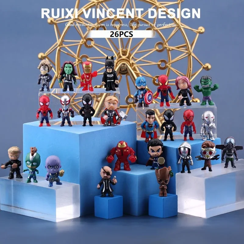 6-26Pcs/Sets Disney Anime Spider man Action Figure Kids Ornaments Toys Birthday Christmas Gifts